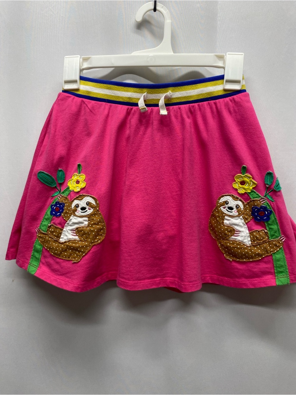 Mini Boden girls 11-12 years pink sloth applique skort skirt play floral